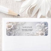 White Floral Flourish Retouradres Label (Insitu)