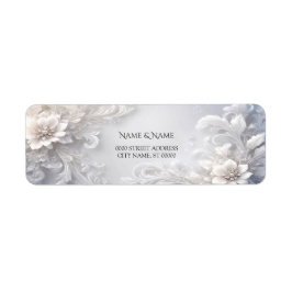 White Floral Flourish Retouradres Label