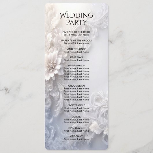 White Floral Flourish Wedding Programma Programmakaart (Achterkant)