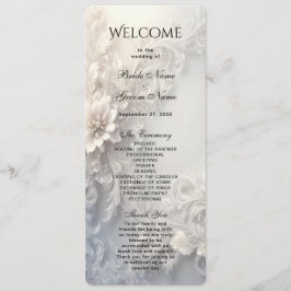 White Floral Flourish Wedding Programma Programmakaart