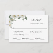 White Floral Flower Elegant Formal Classic Wedding RSVP Kaartje (Voorkant)