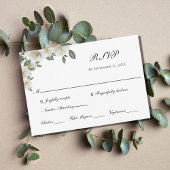 White Floral Flower Elegant Formal Classic Wedding RSVP Kaartje