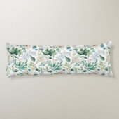 White Floral Flowers Greenery Eucalyptus Elegant Lichaamskussen (Achterkant)