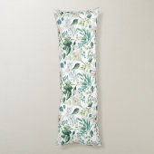 White Floral Flowers Greenery Eucalyptus Elegant Lichaamskussen (Achterkant (Verticaal))