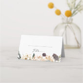 White Floral Folded Place Card Plaatskaartje (Voorkant)