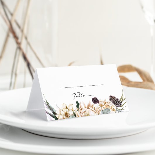 White Floral Folded Place Card Plaatskaartje