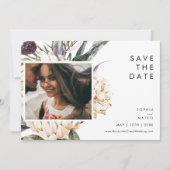 White Floral foto horizontaal Save The Date (Voorkant)