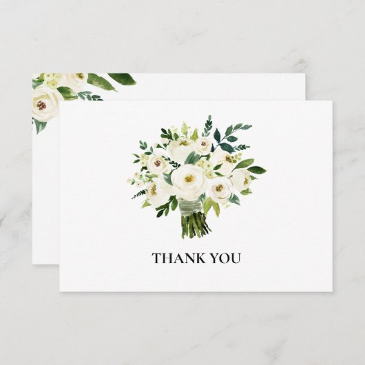 White Floral Funeral Bedankt (Voorkant / Achterkant)