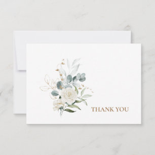 White Floral Funeral Bereavement Modern Font Bedankkaart