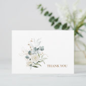 White Floral Funeral Bereavement Modern Font Bedankkaart (Staand voorkant)