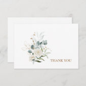 White Floral Funeral Bereavement Modern Font Bedankkaart (Voorkant / Achterkant)