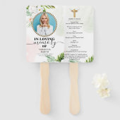 White Floral Funeral Celebration of Life Hand Fan Handwaaier (Voorkant en achterkant)