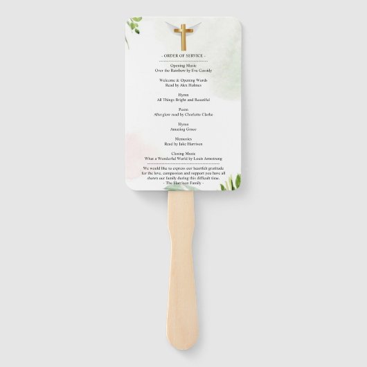 White Floral Funeral Celebration of Life Hand Fan Handwaaier (Achterkant)