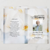 White floral Funeral Program sjabloon (Voorkant / Achterkant)