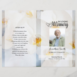 White floral Funeral Program sjabloon