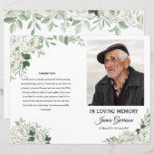 White Floral Funeral Programme Sjabloon (Voorkant / Achterkant)