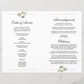 White Floral Funeral Programme Sjabloon (Achterkant)