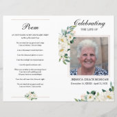 White Floral Funeral Programme Sjabloon (Voorkant)