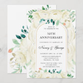 White Floral Garden 50ste bruiloft Jubileum Kaart (Voorkant / Achterkant)