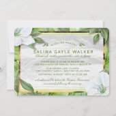 White Floral Garden Greens Memorial Service Invite Kaart (Achterkant)
