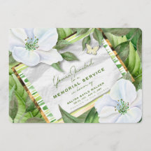 White Floral Garden Greens Memorial Service Invite