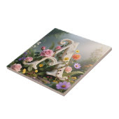 White Floral Garden Monogram Letter A Tegeltje (Zijkant)