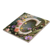 White Floral Garden Monogram Letter C Tegeltje (Zijkant)