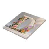 White Floral Garden Monogram Letter D Tegeltje (Zijkant)