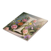 White Floral Garden Monogram Letter I Tegeltje (Zijkant)