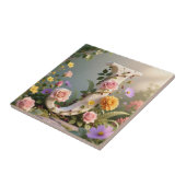 White Floral Garden Monogram Letter J Tegeltje (Zijkant)