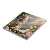 White Floral Garden Monogram Letter L Tegeltje (Zijkant)