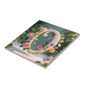 White Floral Garden Monogram Letter O Tegeltje (Zijkant)