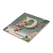 White Floral Garden Monogram Letter P Tegeltje (Zijkant)