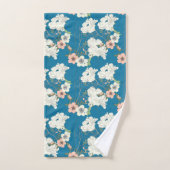 White Floral Garden Pattern Bad Handdoek (Handdoek)