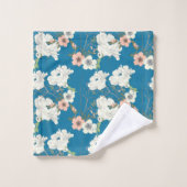White Floral Garden Pattern Bad Handdoek (Wasdoekje)