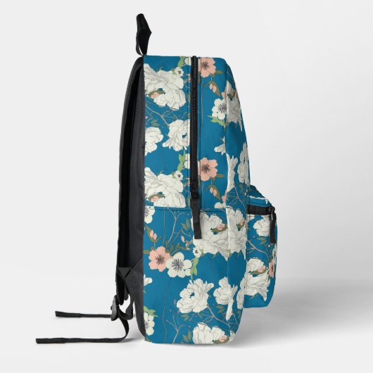 White Floral Garden Pattern Bedrukte Rugzak (Links)