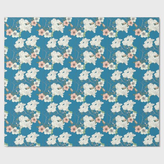 White Floral Garden Pattern Cadeaupapier (Vlak)