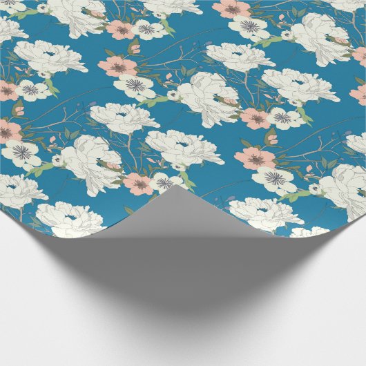White Floral Garden Pattern Cadeaupapier (Hoek)