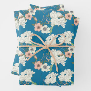 White Floral Garden Pattern Inpakpapier Vel