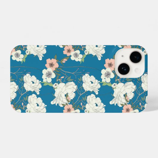 White Floral Garden Pattern iPhone Hoesje (Achterkant horizontaal)