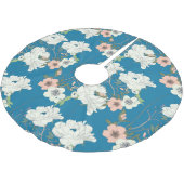 White Floral Garden Pattern Kerstboom Rok (Gekanteld)