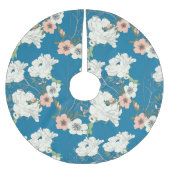White Floral Garden Pattern Kerstboom Rok (Voorkant)