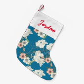 White Floral Garden Pattern Kleine Kerstsok (Voorkant (Hangend))