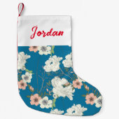 White Floral Garden Pattern Kleine Kerstsok (Voorkant)