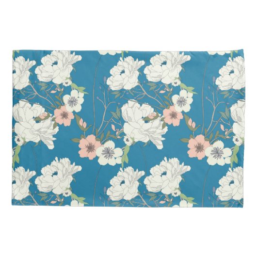 White Floral Garden Pattern Kussensloop (Achterkant)