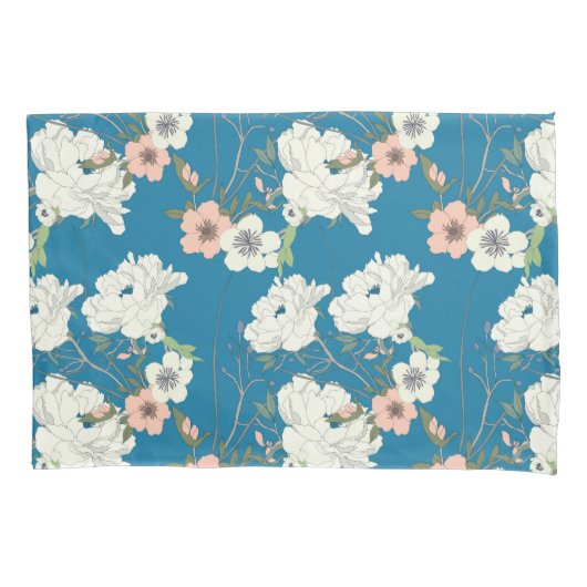 White Floral Garden Pattern Kussensloop (Voorkant)