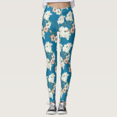 White Floral Garden Pattern Leggings (Voorkant)