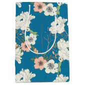 White Floral Garden Pattern Medium Cadeauzakje (Voorkant)