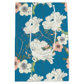 White Floral Garden Pattern Medium Cadeauzakje (Achterkant)