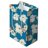 White Floral Garden Pattern Medium Cadeauzakje (Achterkant Gekanteld)